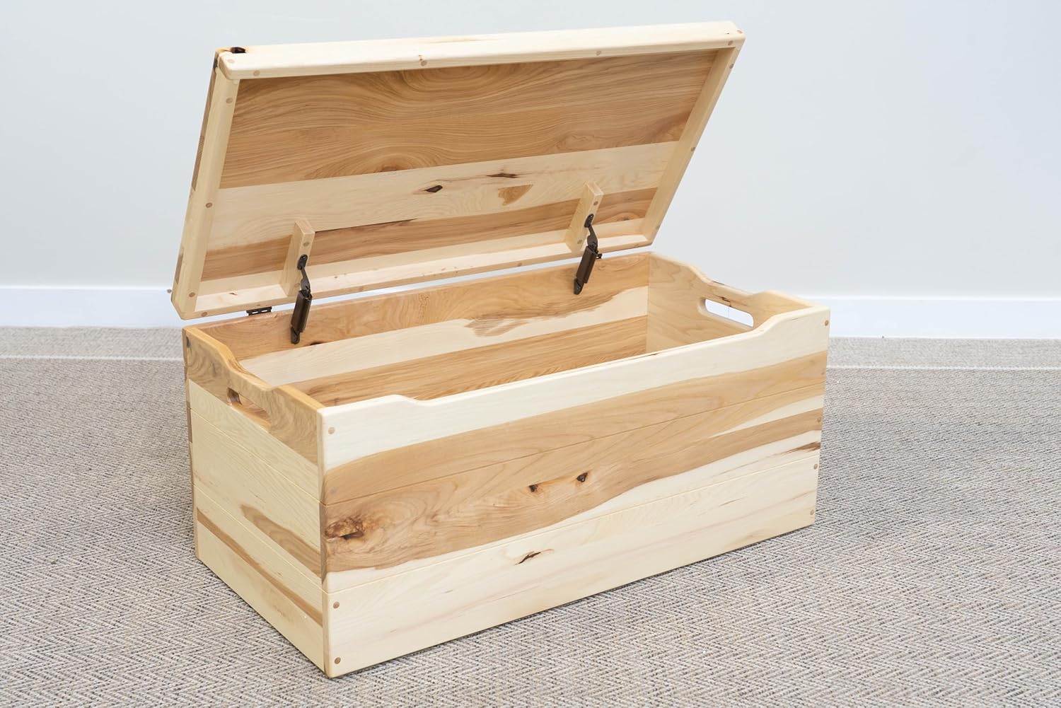 30” Engraved Wooden Storage Chest – Handmade Amish Hope Chest – Storage Trunk w/Anti-Slam Hinges – Solid Wood Chest – Clothing, Keepsake & Blanket Storage (Rustic Hickory Wood, Natural Stain, 30”)
