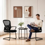 Office Desk Chair with Sled Base Set of 10,Mesh Conference Room Chairs No Wheels,Ergonomic Computer Chair with Lumbar Suppor,Office Guest Reception Waiting Room Chair,Black