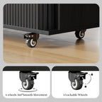 DHH Rolling Kitchen Island with Drop Leaf Countertop&Ample Storage - 39.4" Small Mobile Kitchen Cart On Wheels with Sliding Door,Drawers,Spice Rack & 2-Tier Storage(Black)