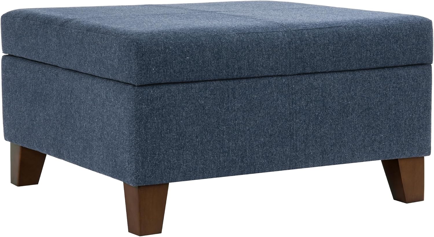 HomePop Harper Luxury 28" Storage Ottoman - Blue Woven Fabric