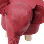 Animal Footstool, Cute Elephant Shaped Ottoman with Soft Padded Cushion and Non Slip Feet, Kids Footstool for Bedroom Living Room Entryway (Red)