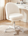 GTPOFFICE Vanity Chair with Back, Adjustable Tall Office Chair High Swivel Bar Stools Fluffy Cute Desk Chair Comfy with Wheels Bow Pillow Armlees for Adults Standing Desk Bar, Teddy Velvet, Cream