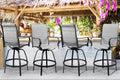 Shintenchi 4 Piece Patio Swivel Bar Chairs, All Weather Padded Textile Outdoor Metal Bar Stools Patio Chairs Set of 4, High Top Bistro Set Furniture for Balcony, Backyard, Lawn Garden, Deck,Light Grey