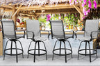 Shintenchi 4 Piece Patio Swivel Bar Chairs, All Weather Padded Textile Outdoor Metal Bar Stools Patio Chairs Set of 4, High Top Bistro Set Furniture for Balcony, Backyard, Lawn Garden, Deck,Light Grey