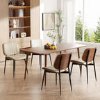 Dining Chairs Set of 2, Mid Century Modern Dining Room Chairs, Upholstered Faux Leather Kitchen Chairs with Walnut Bentwood Back and Metal Legs for Kitchen Dining Room Living Room, PU Beige