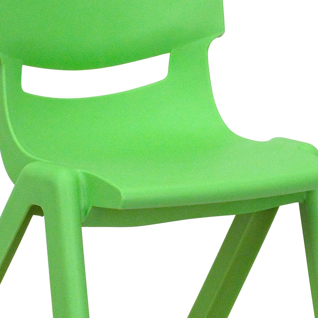 EMMA + OLIVER 4 Pack Green Plastic Stack School Chair with 12" Seat Height - Kids Chair