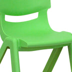EMMA + OLIVER 4 Pack Green Plastic Stack School Chair with 12" Seat Height - Kids Chair