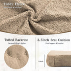 ANMINY 5pcs Glider Rocker Replacement Cushions Set with Ottoman Cover, 3.5Inch Thickened Fleece Glider Rocking Chair Cushions w/ 29.5Inch Tufted Backrest & Side Pockets for Indoor Nursery Light Coffee