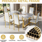 Modern Dining Chairs Set of 4 White Faux Leather with Chrome Gold Metal Legs, Curved High Back Design & Cloud Cushioning, Mid-Century Kitchen Chairs with Non-Slip Feet (Easy Assembly)
