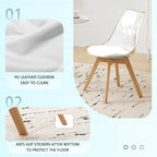 Dining Chairs Set of 4, Clear Acrylic Dining Chair Modern Transparent Chairs with PU Leather Cushions Seat & Wood Legs, Side Chairs for Dining Room Kitchen Restaurant Balcony (White)
