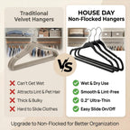 HOUSE DAY Quality Plastic Hangers 100 Pack - Heavy Duty Non-Velvet Hangers with Non Slip Notches & 360° Swivel Hook - Slim Space Saving Clothes Hangers Ideal for Coats Shirts Jackets Dresses (Black)