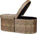 AmasSmile Footrest Ottoman Bench with Storage,34Inch Footstool, Coffee Table, Padded Seat, Storage Chest,Blanket Store with Flipping Lid for Livingroom and Bedroom (Leopard Print(Velvet))