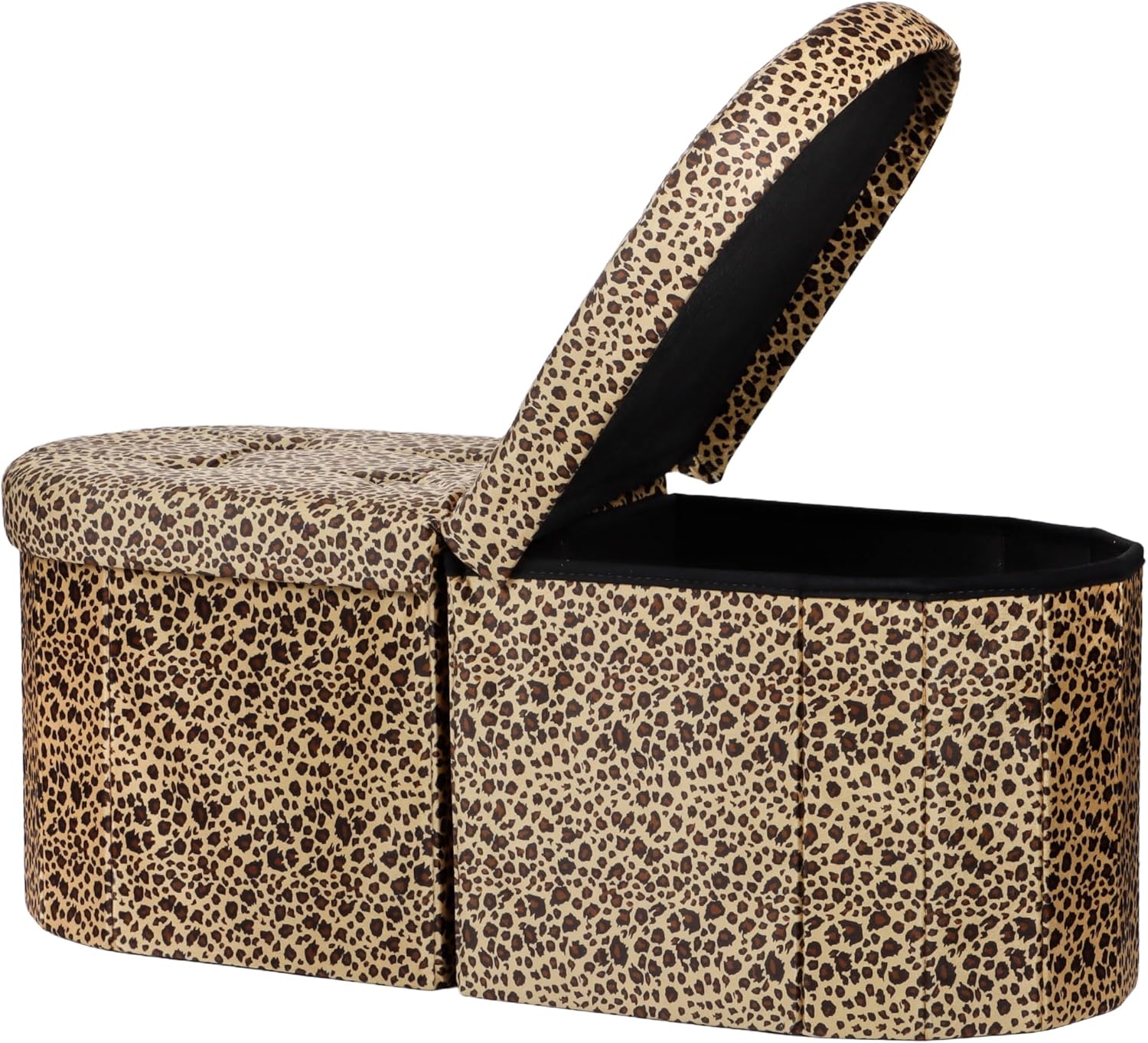 AmasSmile Footrest Ottoman Bench with Storage,34Inch Footstool, Coffee Table, Padded Seat, Storage Chest,Blanket Store with Flipping Lid for Livingroom and Bedroom (Leopard Print(Velvet))