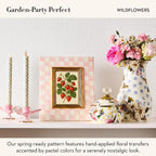 MACKENZIE-CHILDS Tall Enamel Vase, Unique Flower Vase Decor for Living Room, Wildflowers Pink