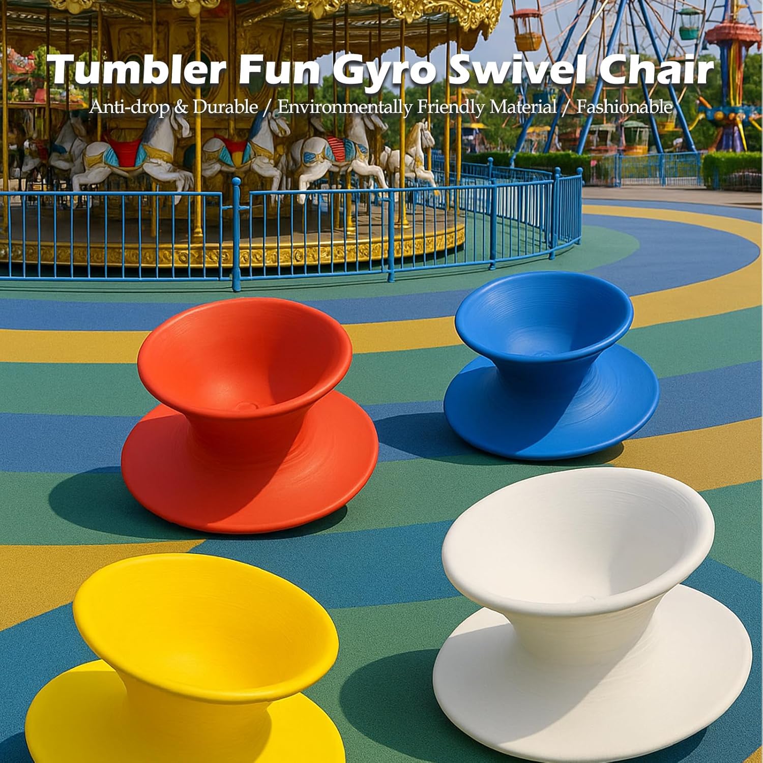 360° Rotating Gyro Spun Chair – Ergonomic Spinning Swivel Chair for Kids, Durable, Modern Indoor/Outdoor Fun Seat (White)
