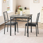 Dining Table Set for 2, Kitchen Table with 2 Upholstered Chairs, Wood 3-Piece Kitchen Dining Room Table Set for Apartment, Small Space, Space Saving, Retro Gary
