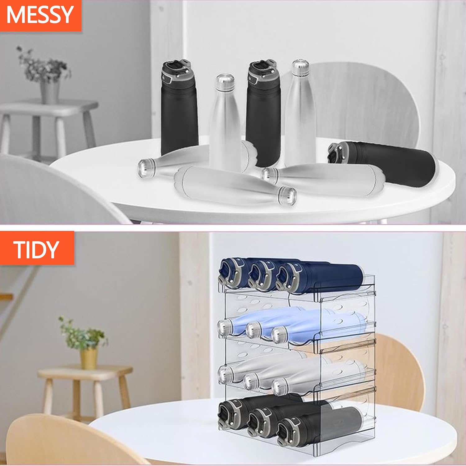 Stackable Wine Rack,Wine Bottle Holder for Inside Cabinet,for Pantry,Refrigerator,Countertop Organization-3 Tiers for 12 Bottles