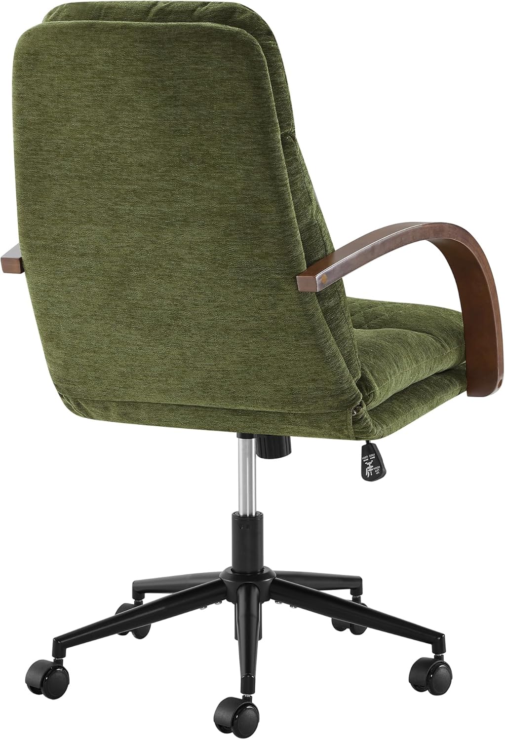KISLOT Home Office Desk Chair, Ergonomic Office Chair with Lumbar Support, Adjustable Swivel Computer Chair with Wheels, Fabric Executive Task Chair with Wood Arms, Moss Green