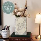 Steel Mill & Co Original Book-Shaped Decorative Vase, Ceramic Vases for Home Decor, Cute Christian Bookshelf Decor, Unique Vase for Book Lovers (Large - Hymnal)