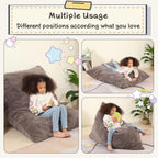 MOMCAYWEX 3-in-1 Kids Bean Bag Chair, Gaint Pillow Mattress for Kids, 35" x 50" x 10", Dark Brown