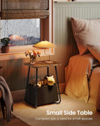 CHOEZON Nursery Side Table with Removable Fabric Basket, Small Side Table for Small Spaces, Nursery Nightstand for Couch, Bedroom, Living Room, Rustic Brown TBZ13BF