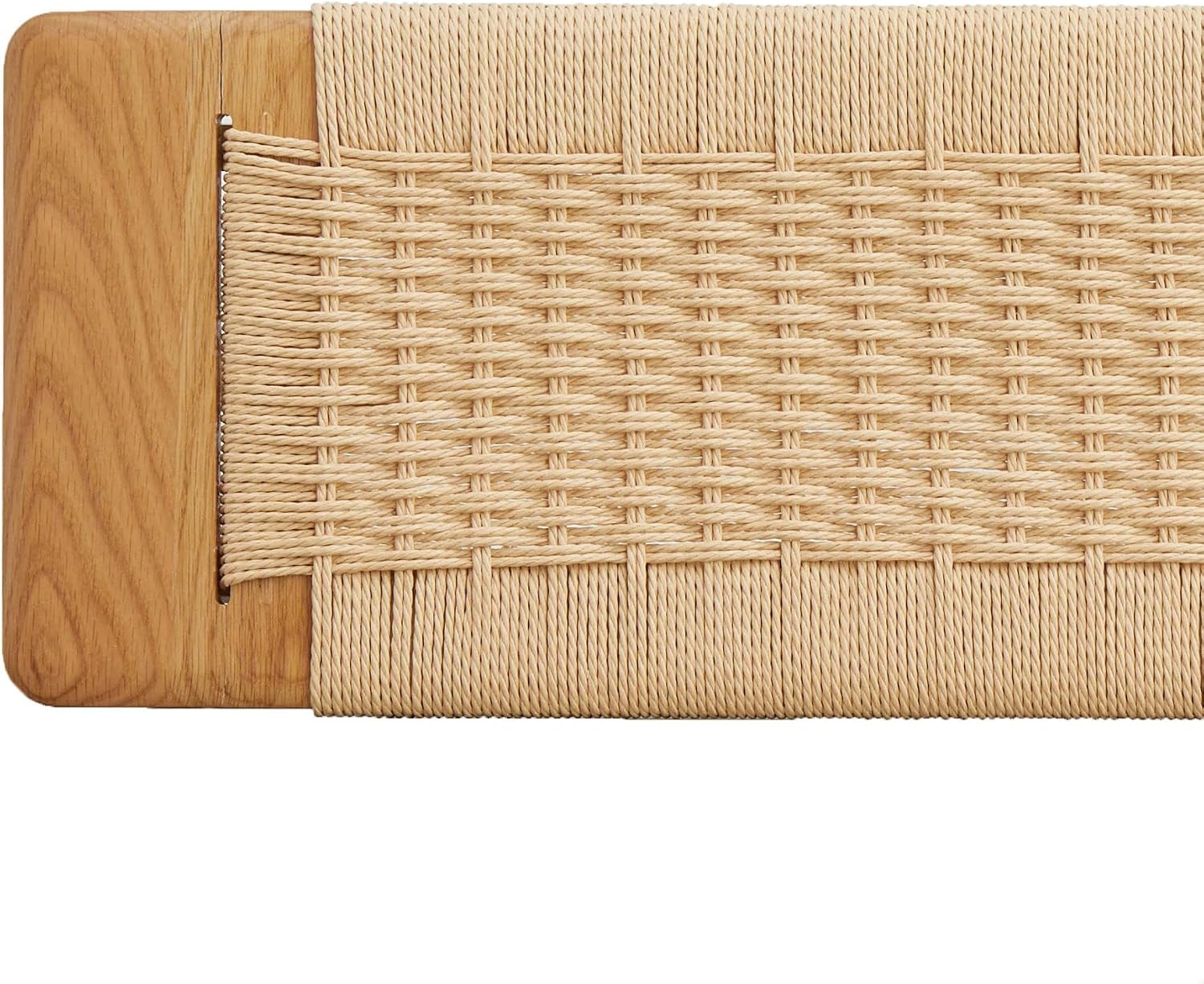 47.24" Natural Oak Wood Dining Bench with Woven Cane Seat Solid Wood Entryway Bench for Dining Room Bedroom Living Room, Natural