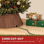 Sweetcrispy Christmas Tree Collar, Wicker Tree Collar for 6-9ft Trees, 4-Piece Wicker Base Cover, Handwoven & Durable for Holiday Decor, Decorative, Brown