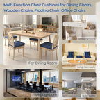 Chair Cushions for Dining Chairs Set of 2 Non Slip Cushions for Kitchen Chairs 4" Thick Seat Cushions 2 Pack Waterproof Chair Pads for Dining Room Indoor with Ties 16.5"x16.5" Tufted Memory Foam Blue