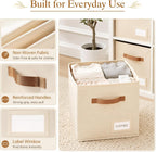 Storage Cubes 8 Pack, 11 Inch Fabric Storage Cubes Organizer Bins with Labels, Odor-Free & Sturdy PP Structure, Cubby Baskets for Closet, Shelves, Toys & Nursery (Beige)