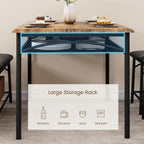 Dining Table Set for 4, Kitchen Table Set with 2 Chairs and 1 Bench, Modern Metal Frame Dining Furniture Set with Storage Rack for Small Space, Apartment, Restaurant