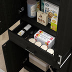 71" Kitchen Pantry, Freestanding Storage Cabinet with Drawer and Adjustable Shelf, 2 Double Door Cupboards, Black, Easy to Maintain, for Dining Room