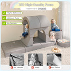 Betterhood 16pcs Modular Kids Play Couch, 1000+DIY Versatile Child Sectional Sofa for Playroom Bedroom, Convertible Foam Cushion for Boys & Girls, Grey