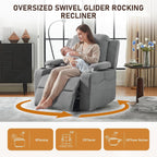 Furnimart Power Rocking Chair Nursery with Adjustable Armrests, Triple Motor Glider Recliner Swivel Nursing Chair for Breastfeeding with Phone Holder, Side Storage, Soft Waterproof Fabric, Dark Grey