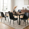 Black Dining Chairs Set of 4, PU Leather Dining Room Chairs, Upholstered Kitchen Chairs with Ergonomic Backrest & Sturdy Metal Legs, Perfect for Dining Room, Living Room, Black