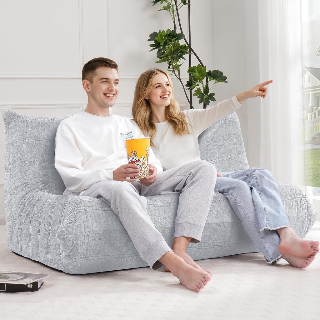 Bean Bag Loveseat Chair Big Sofa Beanbag Chair for Adults Fireside Chair Bean Bag Lounger with Memory Foam Filled for Home,Apartment or Gaming Venue（LGY Plush）