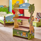 Fantasy Fields Sunny Safari Kids Wooden Bookshelf with Storage Drawers, Multicolor