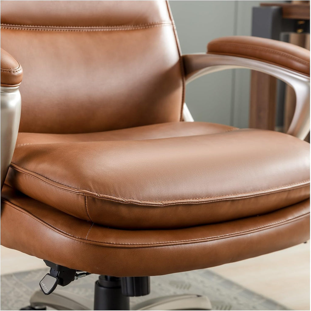 La-Z-Boy Jenkins Ergonomic Bonded Leather Swivel Executive Big & Tall Chair, Brown