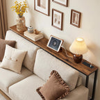 MAHANCRIS 70.9'' Console Table with Power Outlet, Narrow Sofa Table with Charging Station, Skinny Behind Couch Table for Entryway, Hallway, Foyer, Living Room, Rustic Brown CTHR18E01Z1