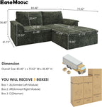 EASE MOOSE Modular Boneless Couch for Living Room, Modern Chenille Loveseat with Ottoman, Deep Seat Cloud Sectional Sofas for Small Spaces No Assembly, Green