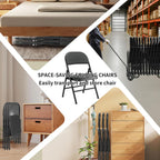 SHGJ&SOFT Set of 2 Folding Chairs with Padded Seats and Backs, Black Metal Frame Chair for Indoor and Outdoor, Home Office, Dorm, Party, Backyard, Lawn, Patio(Black, 2-Pack)