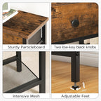 HOOBRO 29.5" Narrow Console Table with 2 Fabric Drawers, Sofa Table, Small Entryway Table with 3-Tier Storage Shelves, Behind Couch Table, for Living Room, Hallway, Rustic Brown and Black BF72XG01