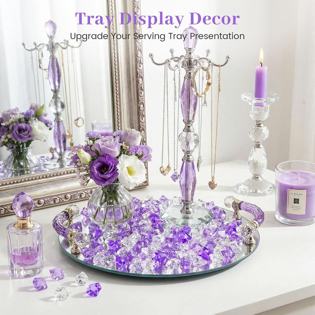 DomeStar 150PCS Fake Ice, Vase Filler Purple Fake Diamonds Plastic Clear Gems Crystals for Table Scatter Decoration
