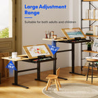 FLEXISPOT Electric Drafting Table Adjustable Height 47.2"x23.6" Standing Drawing Desk Extendable Top Craft Workstation w/Tilting Tabletop, Storage Drawer for Study, Office, Studio, Art, Adult & Kid