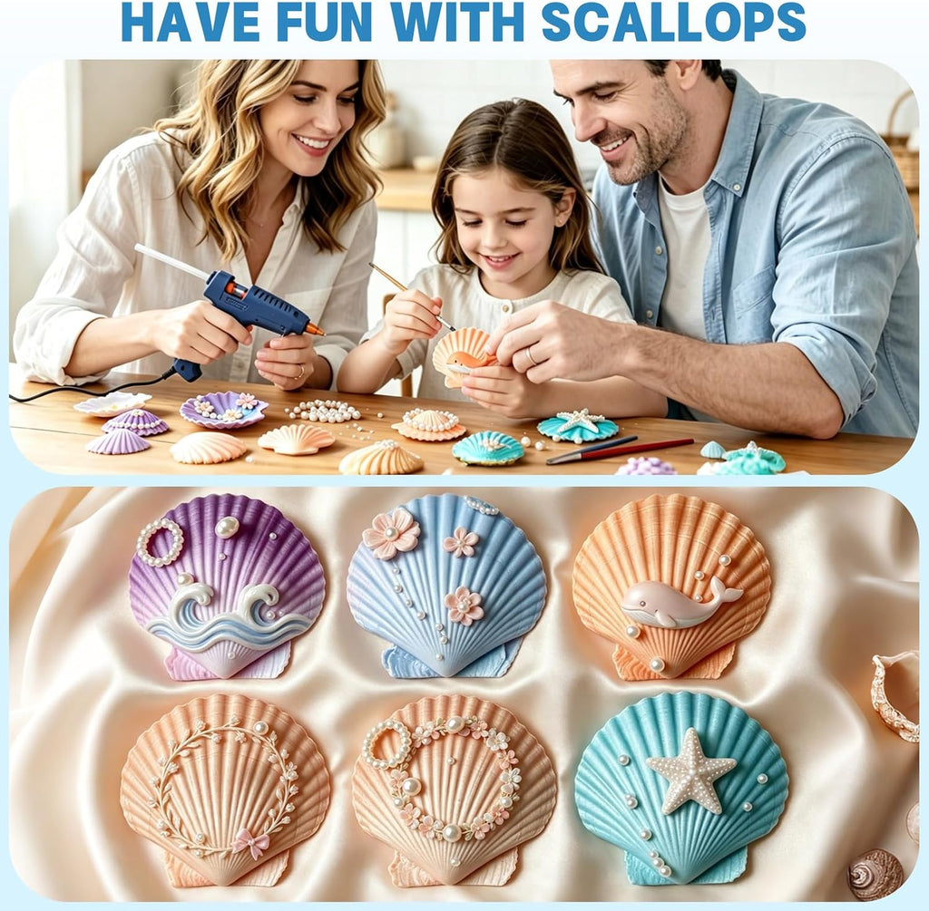 20 PCS Natural Scallop Shells for Crafts, 3-4 inches White Seashells for DIY Painting, Decoupage, Beach Wedding & Home Decor, Bulk Scallop Shells 8-10cm