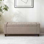 Zihanhome Ottoman with Storage, 48.8" Fabric Storage Ottoman Bench with Hinge, Bedroom Bench, Upholstered Benches with Seating for Living Room, Entryway (Khaki)