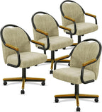 Chromcraft Maple Drift Swivel Dining Chairs with Casters, Set of 4 – Luxury Upholstered Kitchen & Dining Room Chairs with Arms, Ergonomic Tilt & Swivel Comfort - CM188CHZ