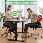 Ergonomic Kneeling Chair for Home and Office, Height Adjustable Cross Legged Office Chair with Back Support, Brake Casters, Thick Cushions for Desk to Relieve Back Discomfort Black