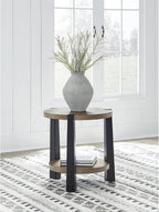 Signature Design by Ashley Ridgester Farmhouse End Table with Storage, Light Brown & Black