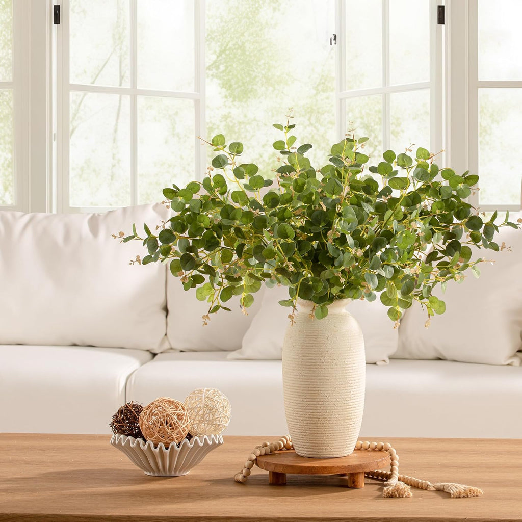 Ceramic Flower Vase, 12.5" Large Rustic Farmhouse Vases Home Decor Tall Pottery Decorative Pampas Vase for Table Living Room Entryway Mantel Bookshelf Bedroom Bathroom Kitchen - W