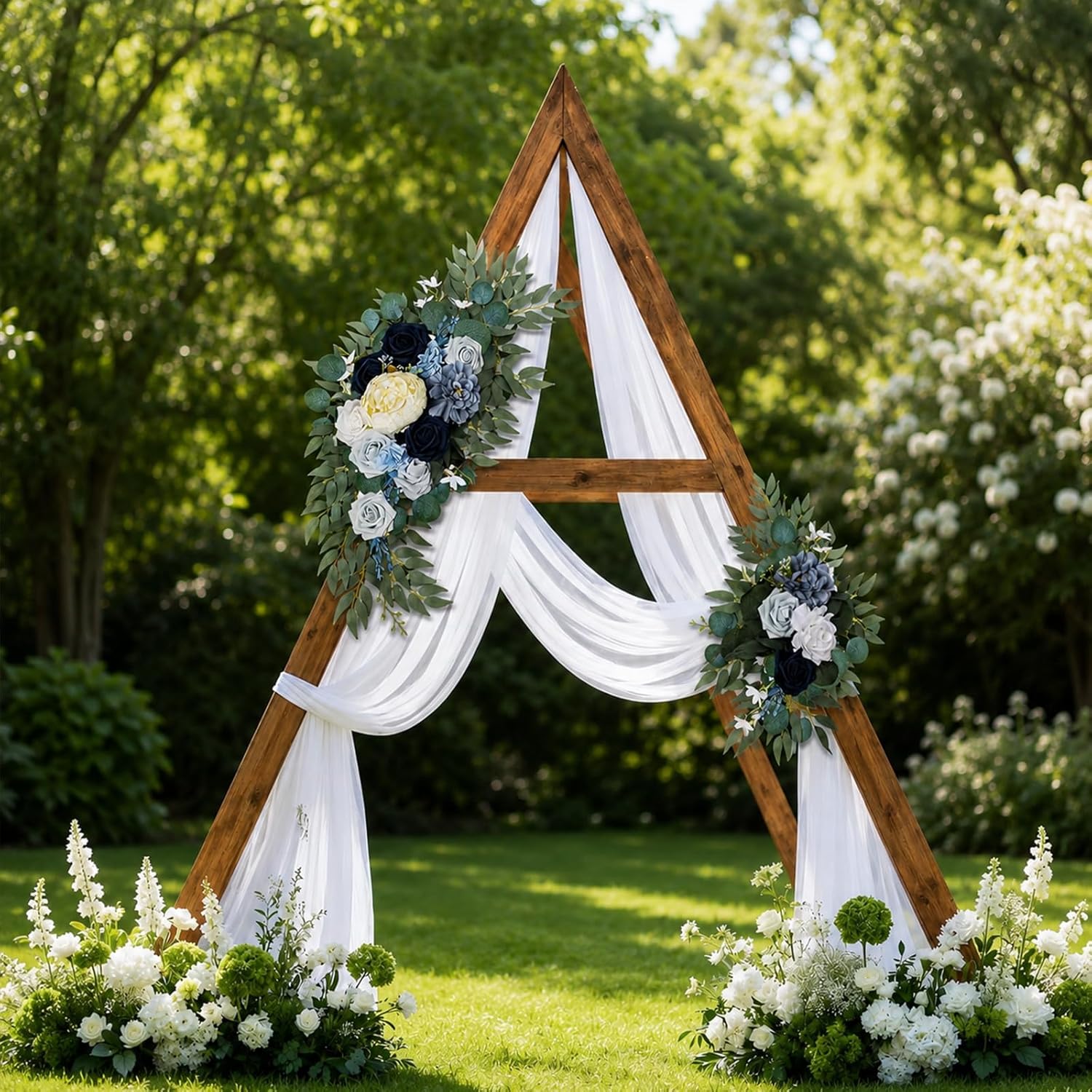 AitnWoy Artificial Wedding Arch Flowers Kit 2 PCS Dust Rose Flowers Silk Peony Floral Swag Welcome Sign for Wedding Ceremony Party Home Garland Decor